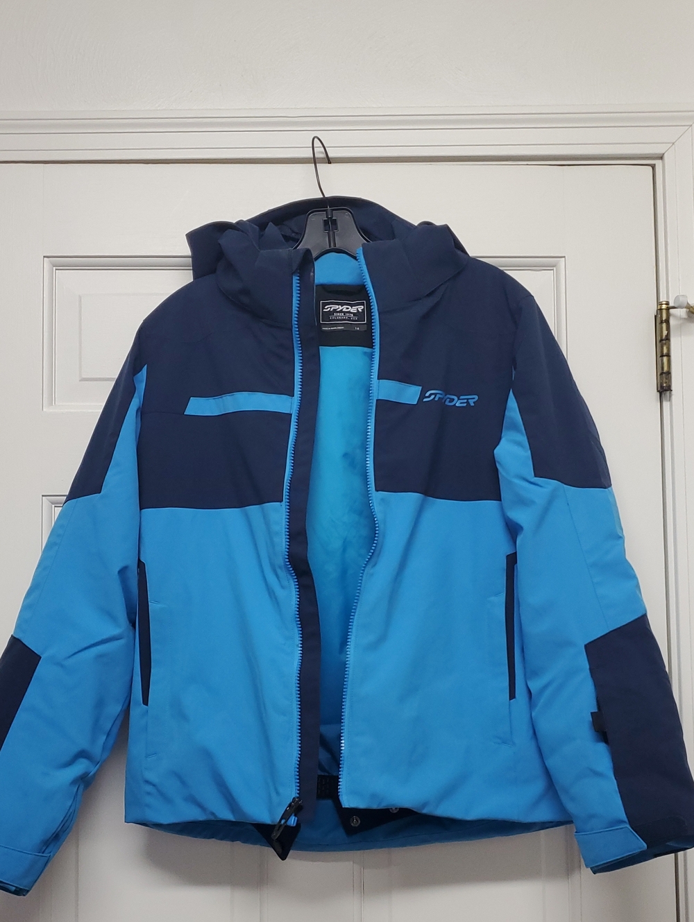 SPYDER Boys Blue Colorblock Ski Jacket Size 16 XL